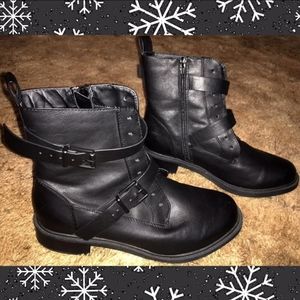 Torrid Faux Leather Black Combat Boots Wide